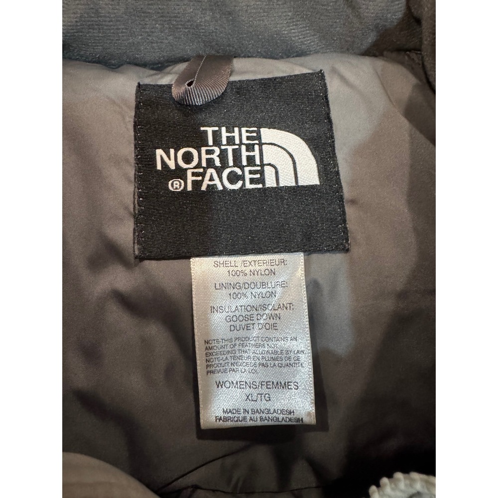 The North Face Nuptse 700 Down Puffer Jacket Womens XL Grey Silver Full Zip - Picture 3 of 4
